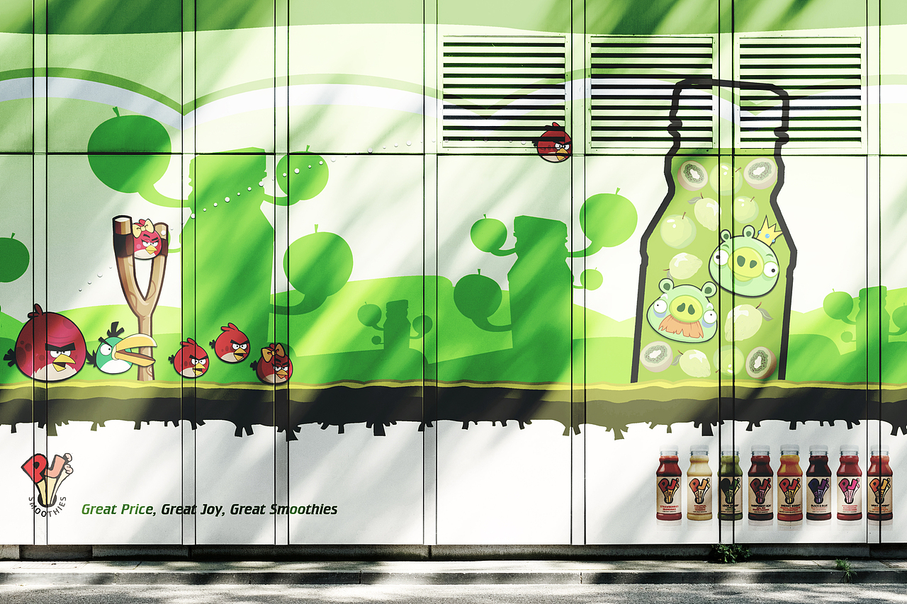 PJ’s Smoothies X 愤怒的小鸟 营销海报设计
