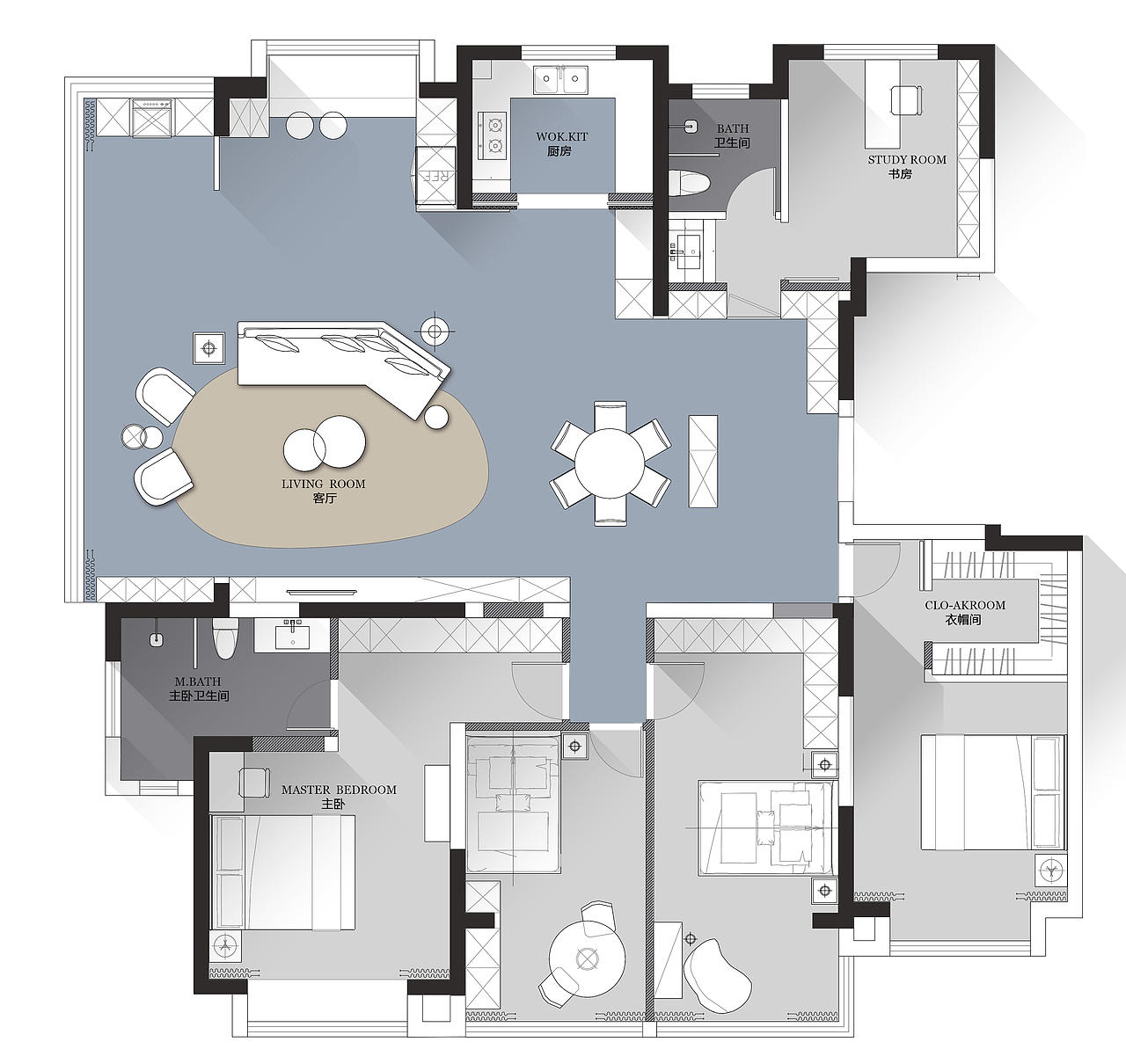 210㎡简约现代风,四室追光,轻奢暖意大平层!