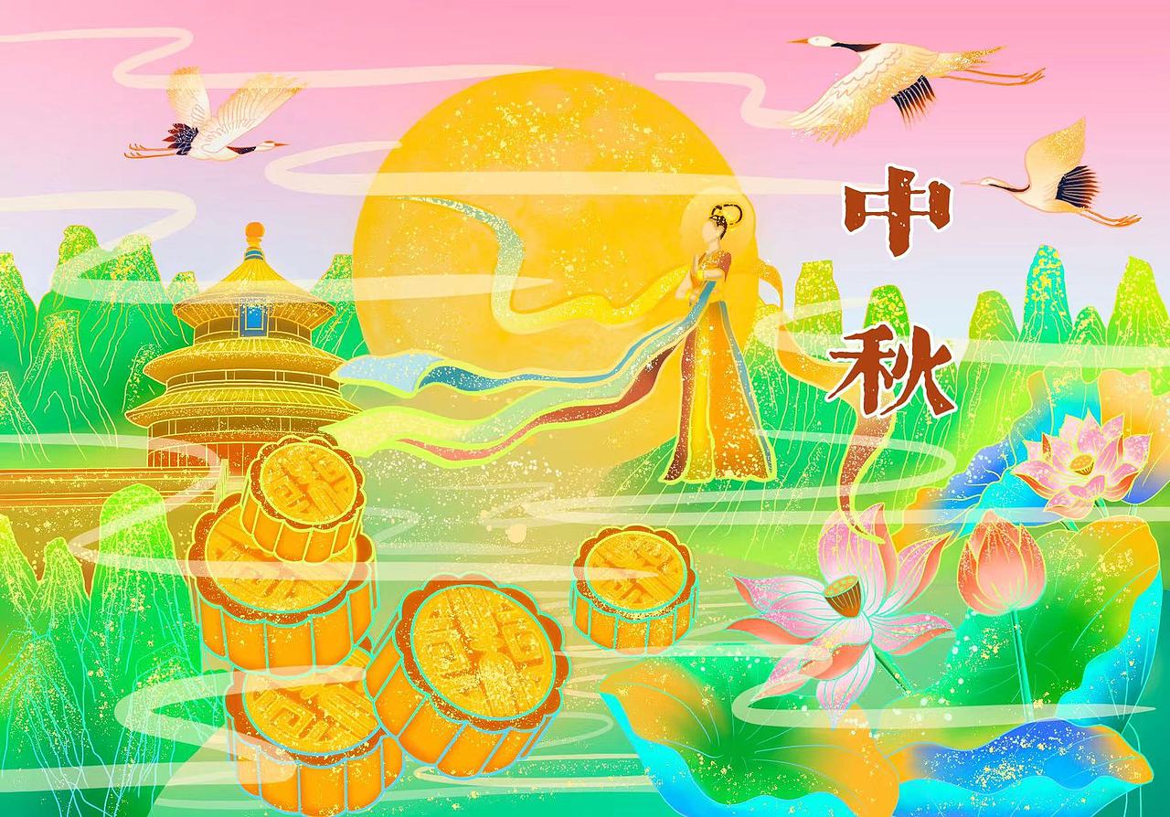 国风-传统节日-中秋节（图ZMzEwMjE4MDky） - 商业插画 - 站酷设计师栗子晴晴原创素材 - 站酷ZCOOL