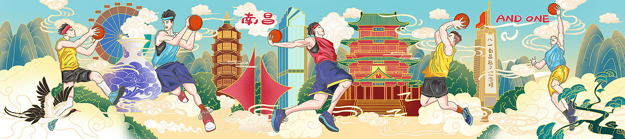 滕王阁国潮插画