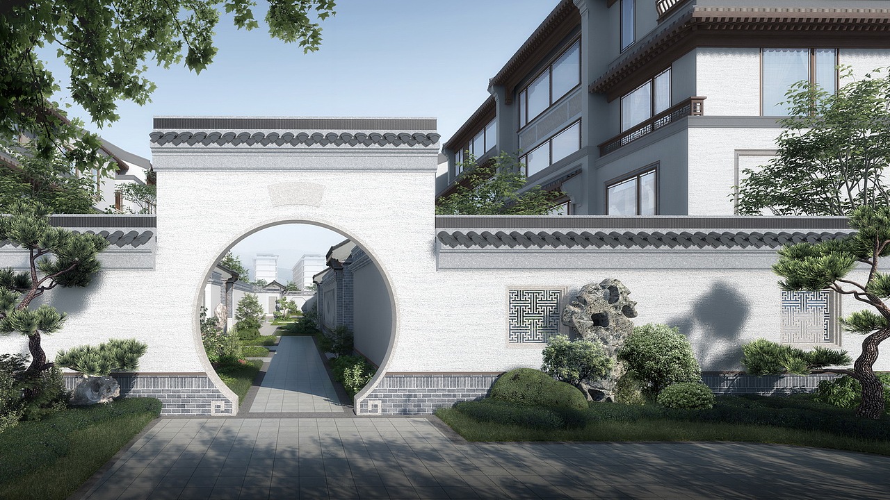 中式庭院-院门、坊门、前门、庭院 效果图作品