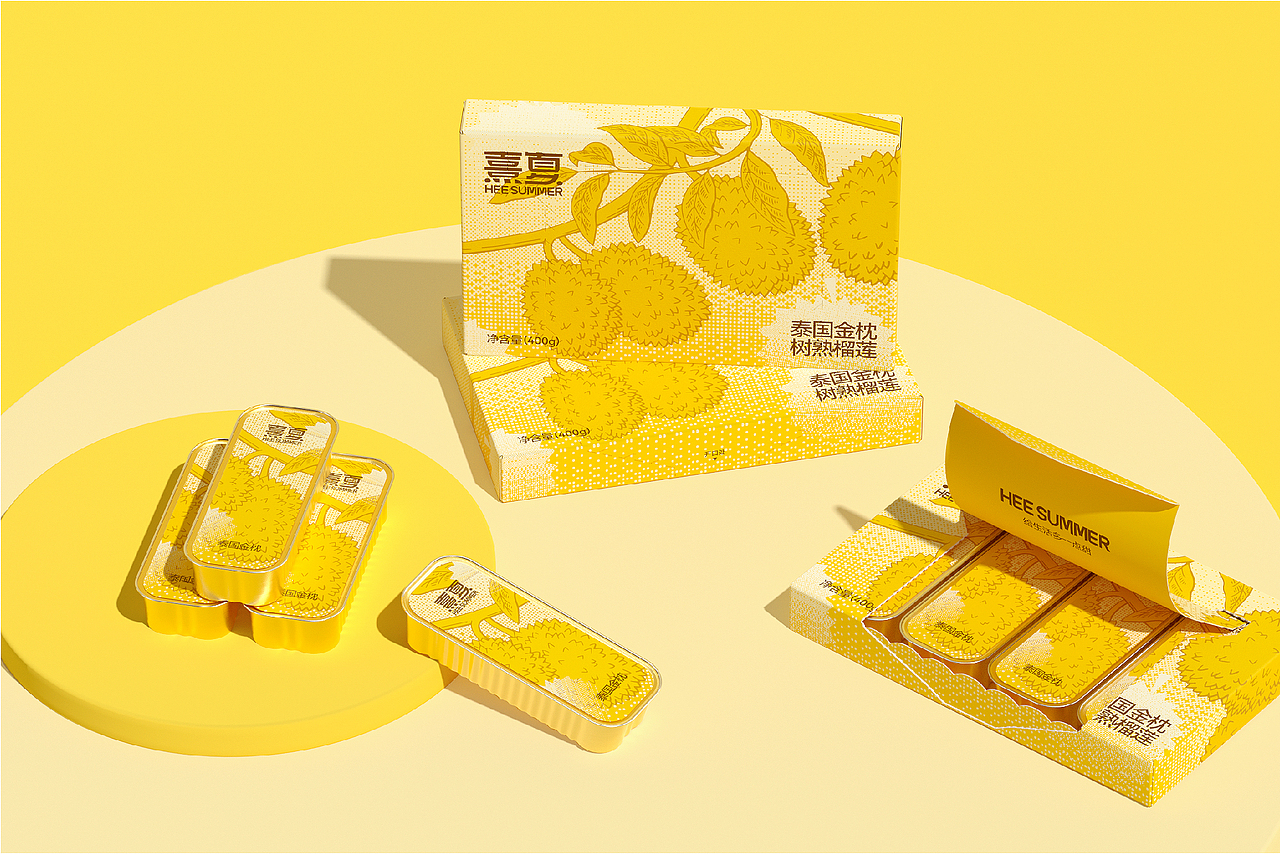 熹夏HEE SUMMER×南风效应-生鲜品牌设计榴莲包装设计（图ZMzM0ODU4MDY4） - 包装 - 站酷设计师南风效应品牌设计原创素材 - 站酷ZCOOL