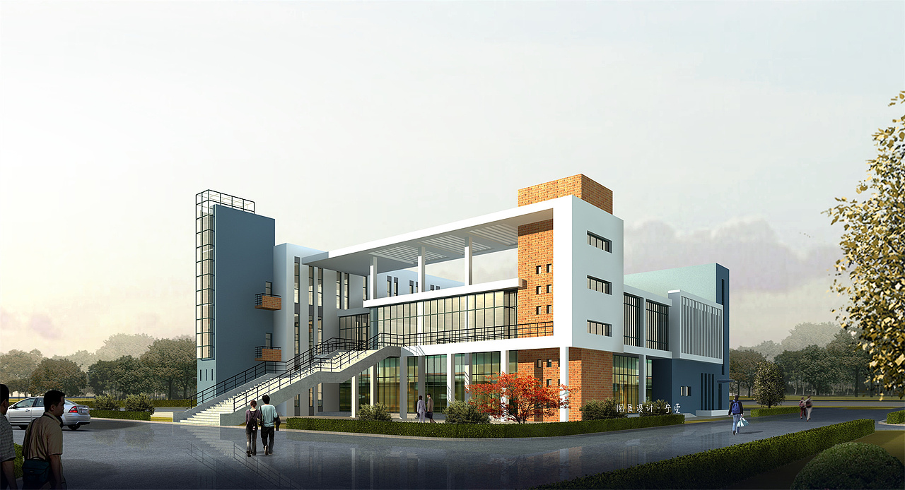 学校鸟瞰透视图