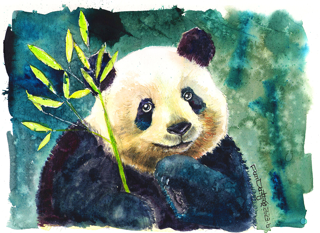 熊猫水彩|萌兰的微笑（图ZMzQyNTIwODU2） - 绘画 - 站酷设计师Panda浩俊原创素材 - 站酷ZCOOL
