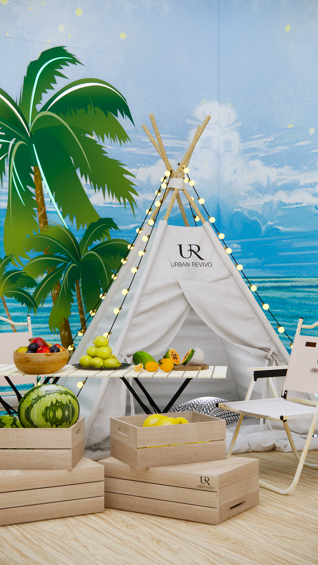 UR直播间海边野营效果（图ZMzAyNzgyNDUy） - 休闲/流行服饰 - 站酷设计师场景师Malcolm原创素材 - 站酷ZCOOL