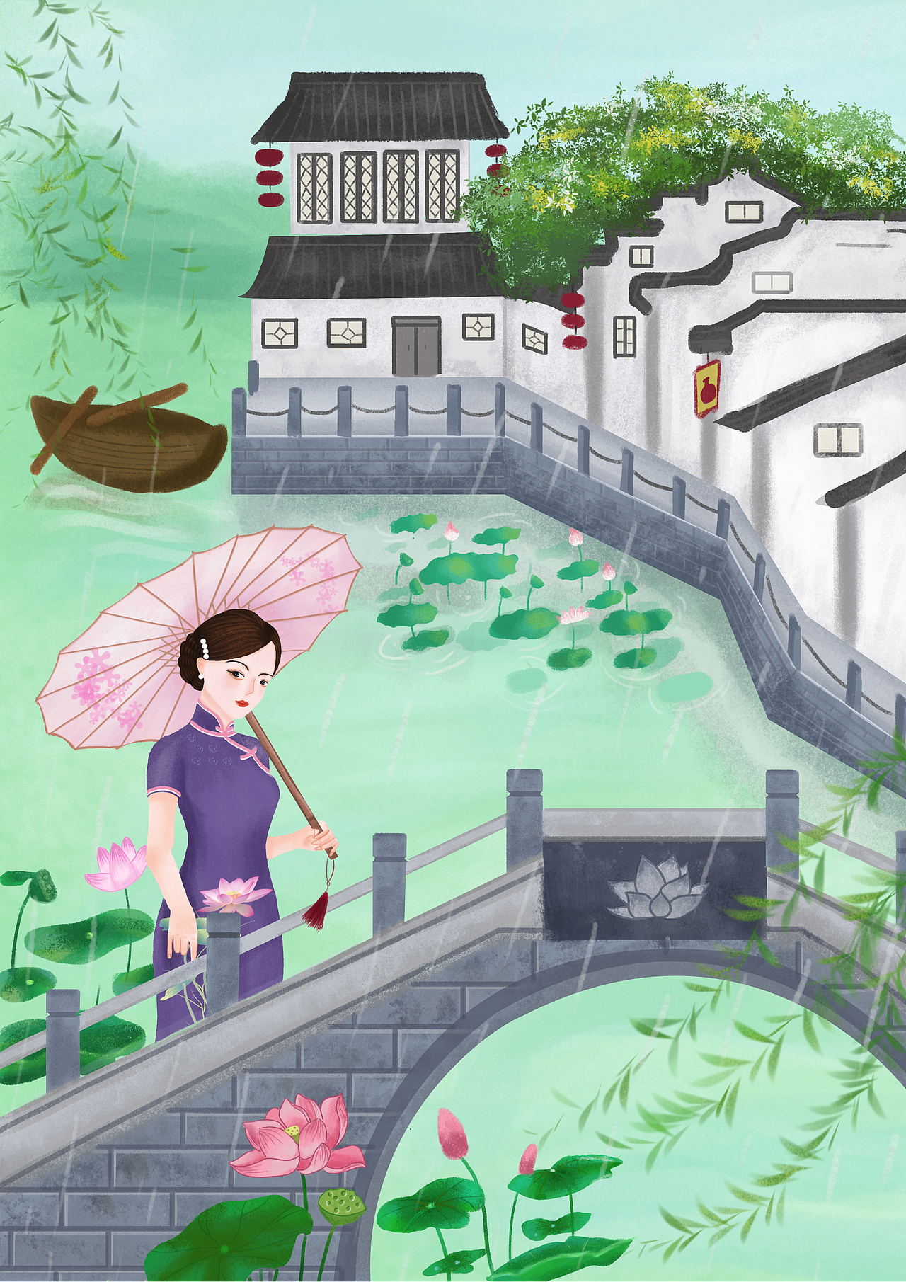 水乡（图ZMzAwMzEwMTA4） - 商业插画 - 站酷设计师feelinglong原创素材 - 站酷ZCOOL