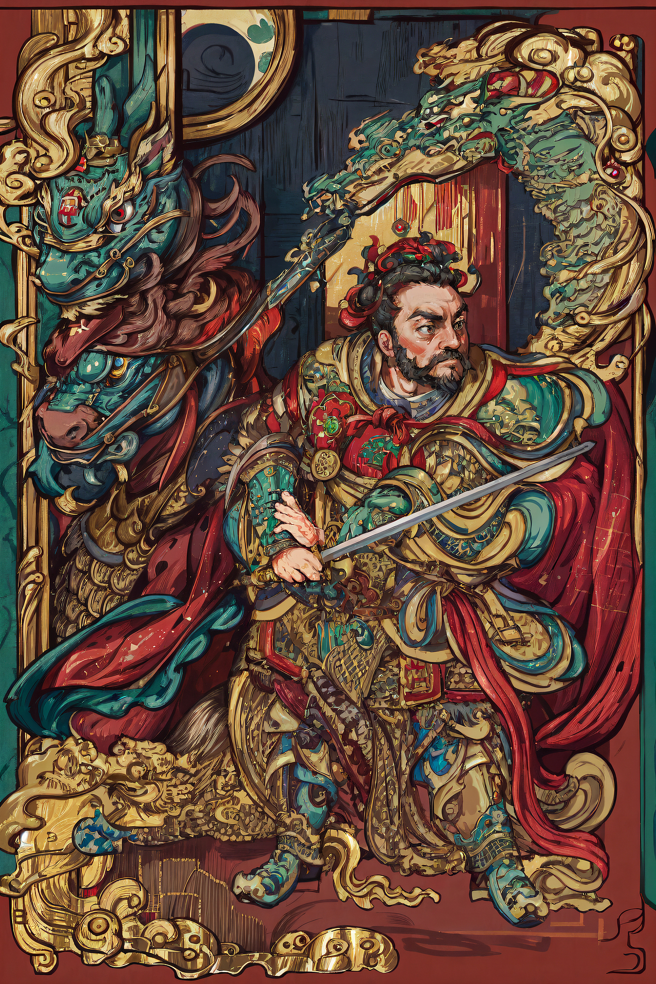 永乐宫-AMD电脑国潮“永乐芯境漆彩流光”插画文创系列