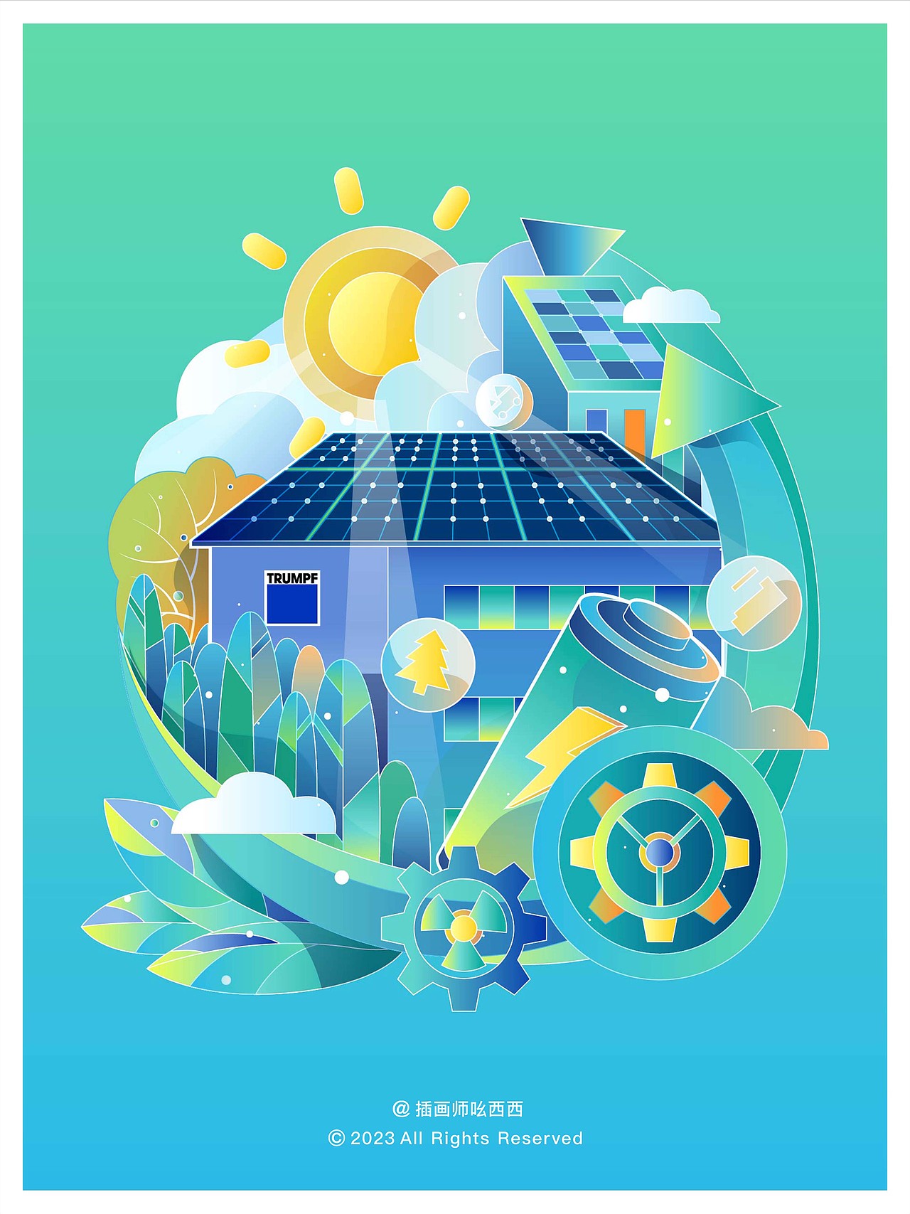 商业插画｜为德国通快日历画的2024年插画日历（图ZMzYwOTM4ODM2） - 商业插画 - 站酷设计师插画师吆西西原创素材 - 站酷ZCOOL