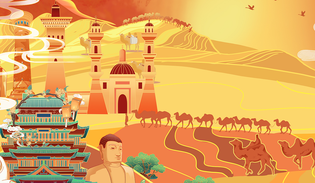 丝绸之路插画有参考（图ZMzU1ODI2NzIw） - 商业插画 - 站酷设计师FR爱画画原创素材 - 站酷ZCOOL