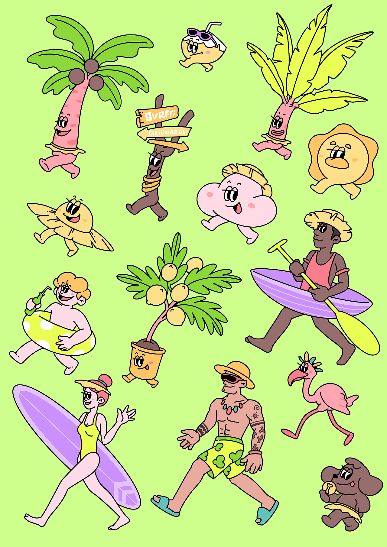 热带梦泰国风市集插画主视觉设计