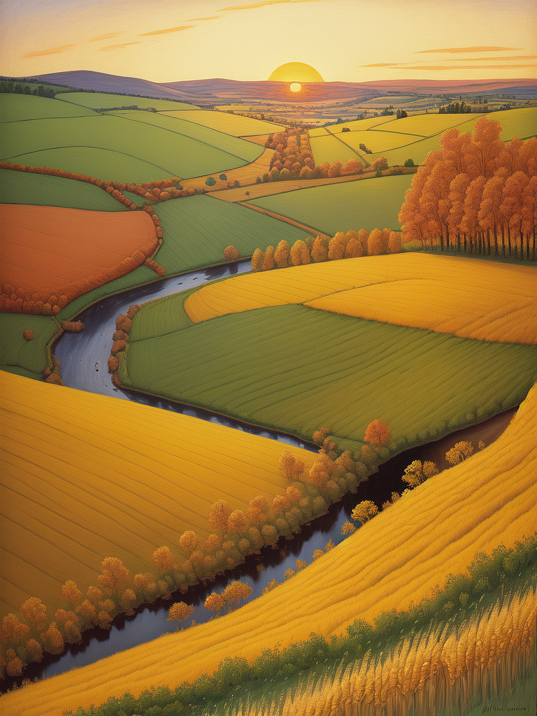 AI绘画作品欣赏:秋日田园景色
