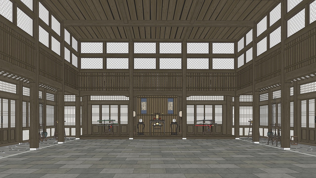 古代武馆su模型下载