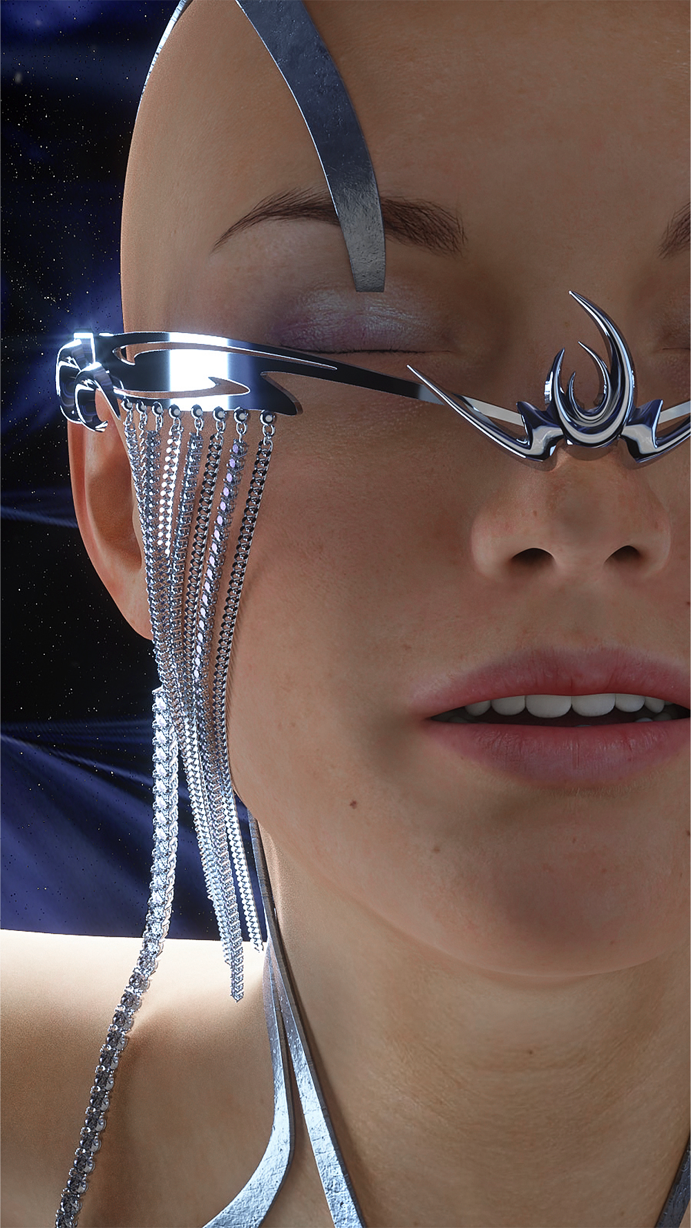 OMTO BRAND 虚拟人物呈现月影流苏面部装饰（图ZMzI3MjQzMDk2） - 人物/生物 - 站酷设计师LauGakei原创素材 - 站酷ZCOOL