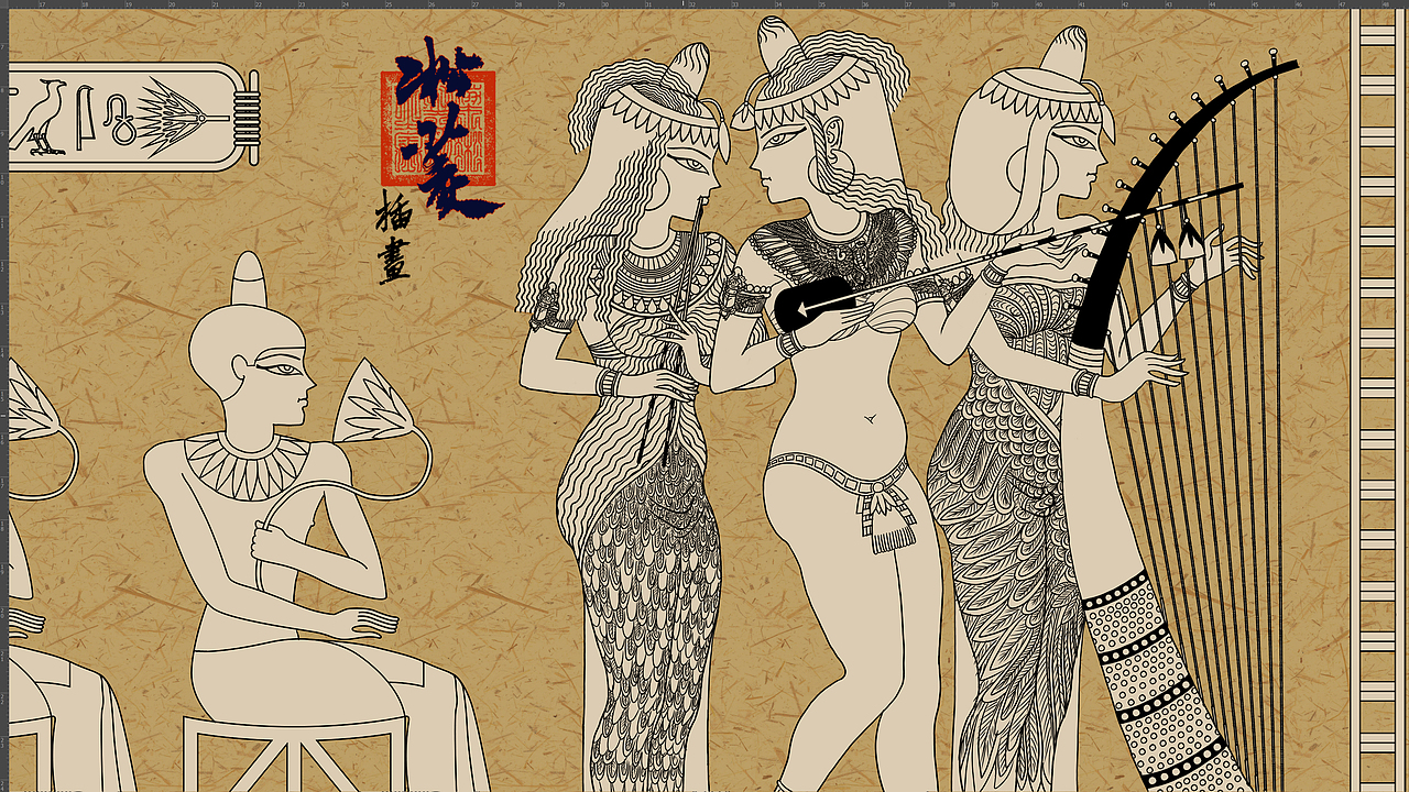 埃及宴乐图线稿（图ZMzAwMzkyMTYw） - 艺术插画 - 站酷设计师玄瞻子宸硕钊瑀原创素材 - 站酷ZCOOL