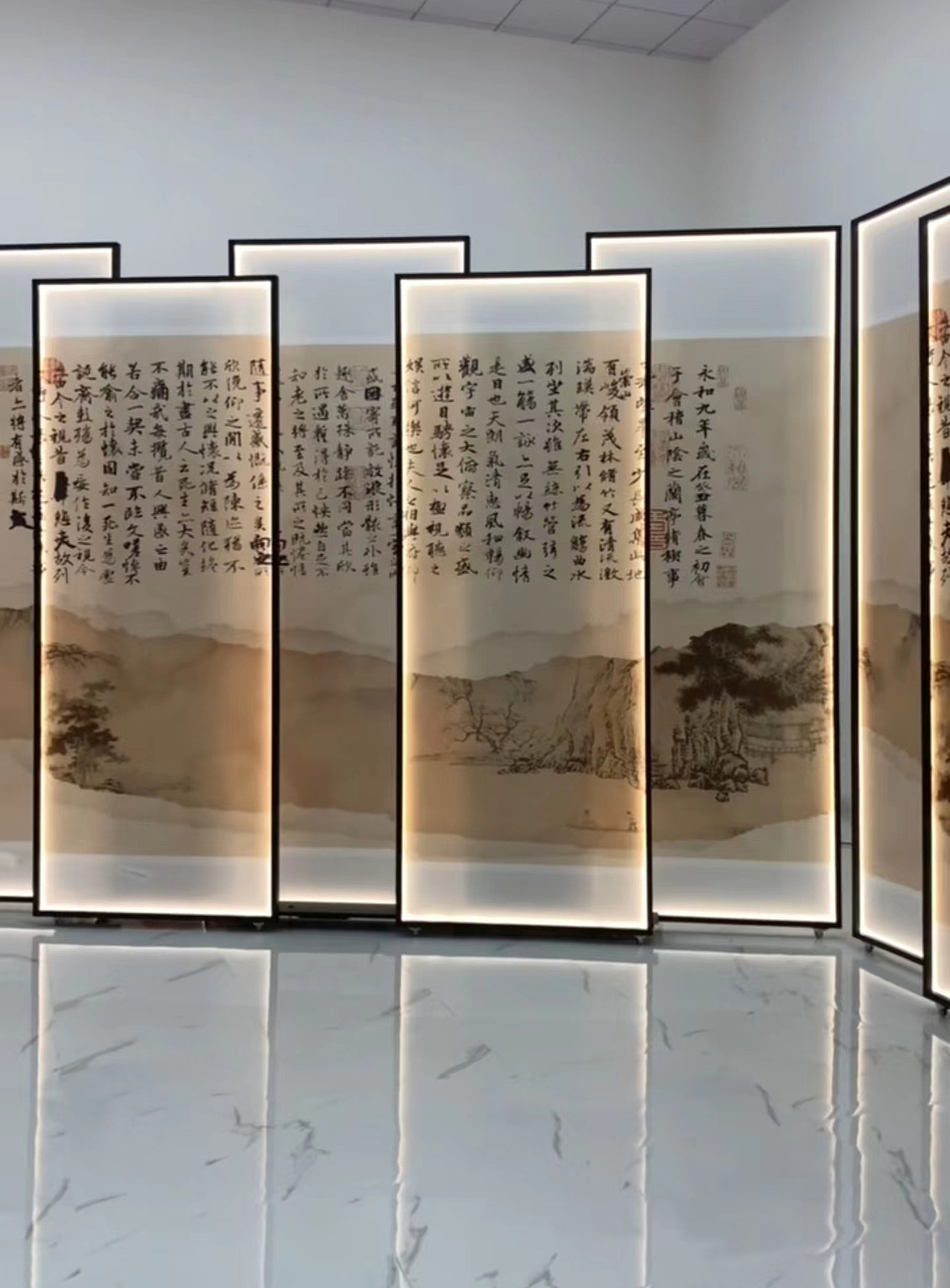 兰亭序纱画屏风 你看到的是隔断 别人看到的是文化价值