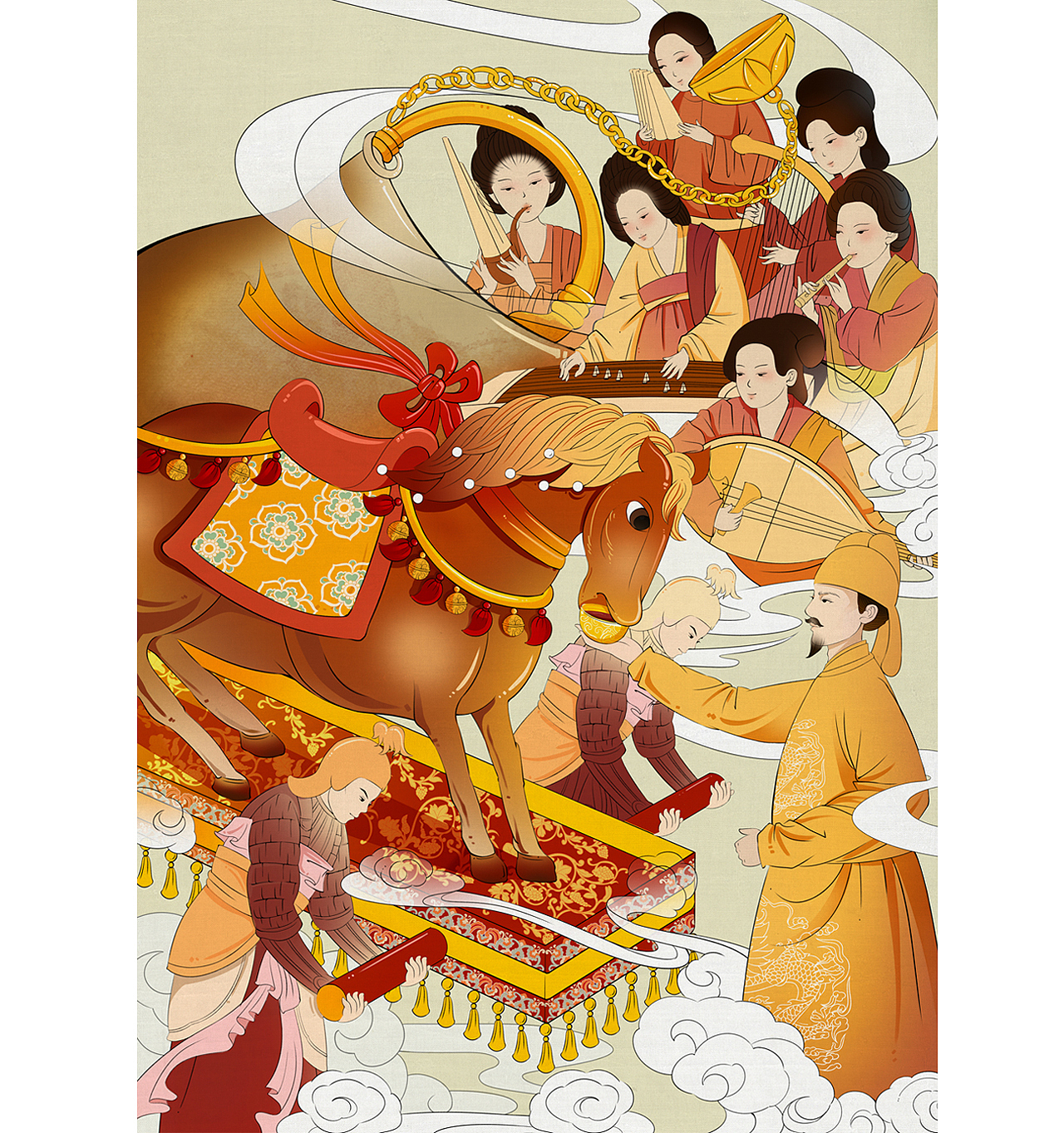 唐代金银器系列插画『金银物语』_舞马献寿