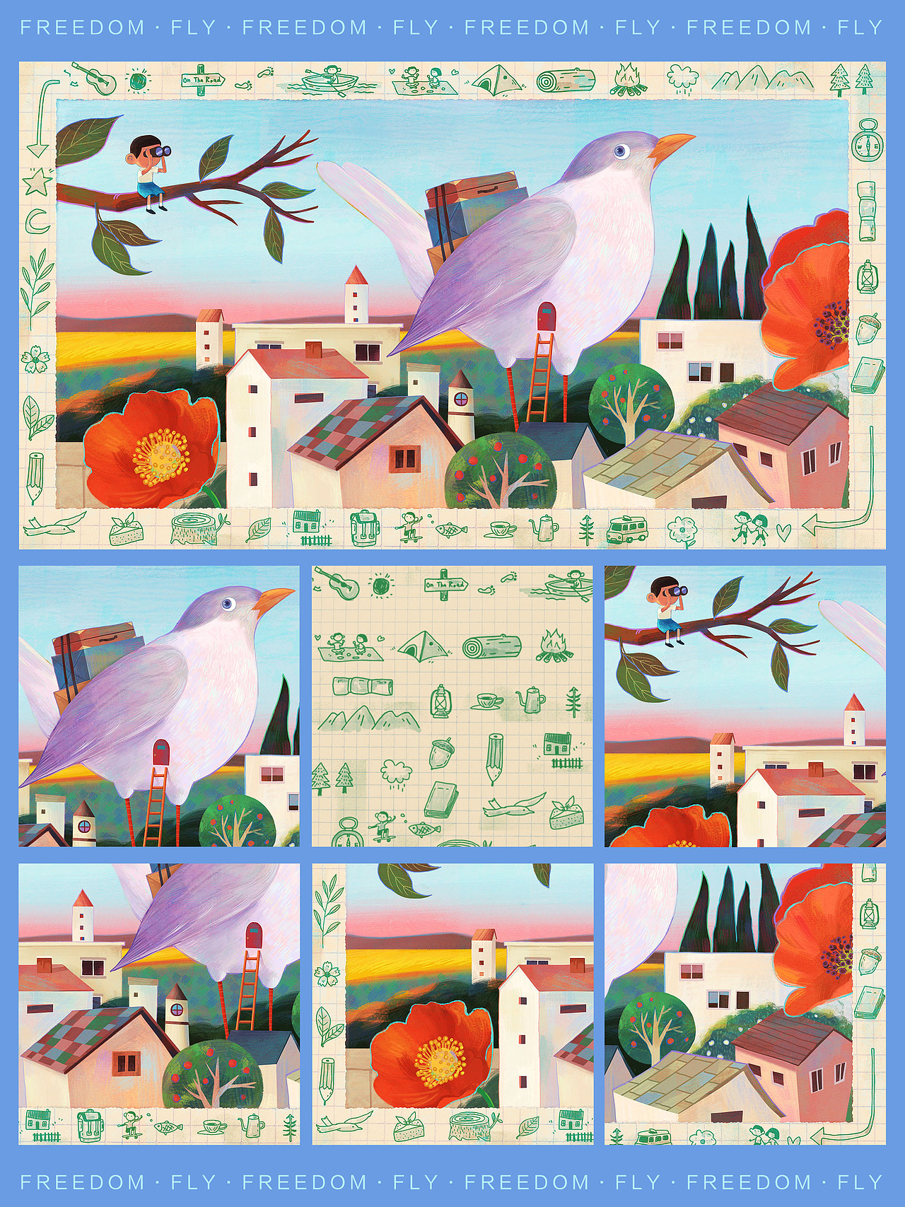 自由之鳥(niǎo) & Freedom（圖ZMzQzMjQ2NDUy） - 藝術(shù)插畫(huà) - 站酷設(shè)計(jì)師文六原創(chuàng)素材 - 站酷ZCOOL