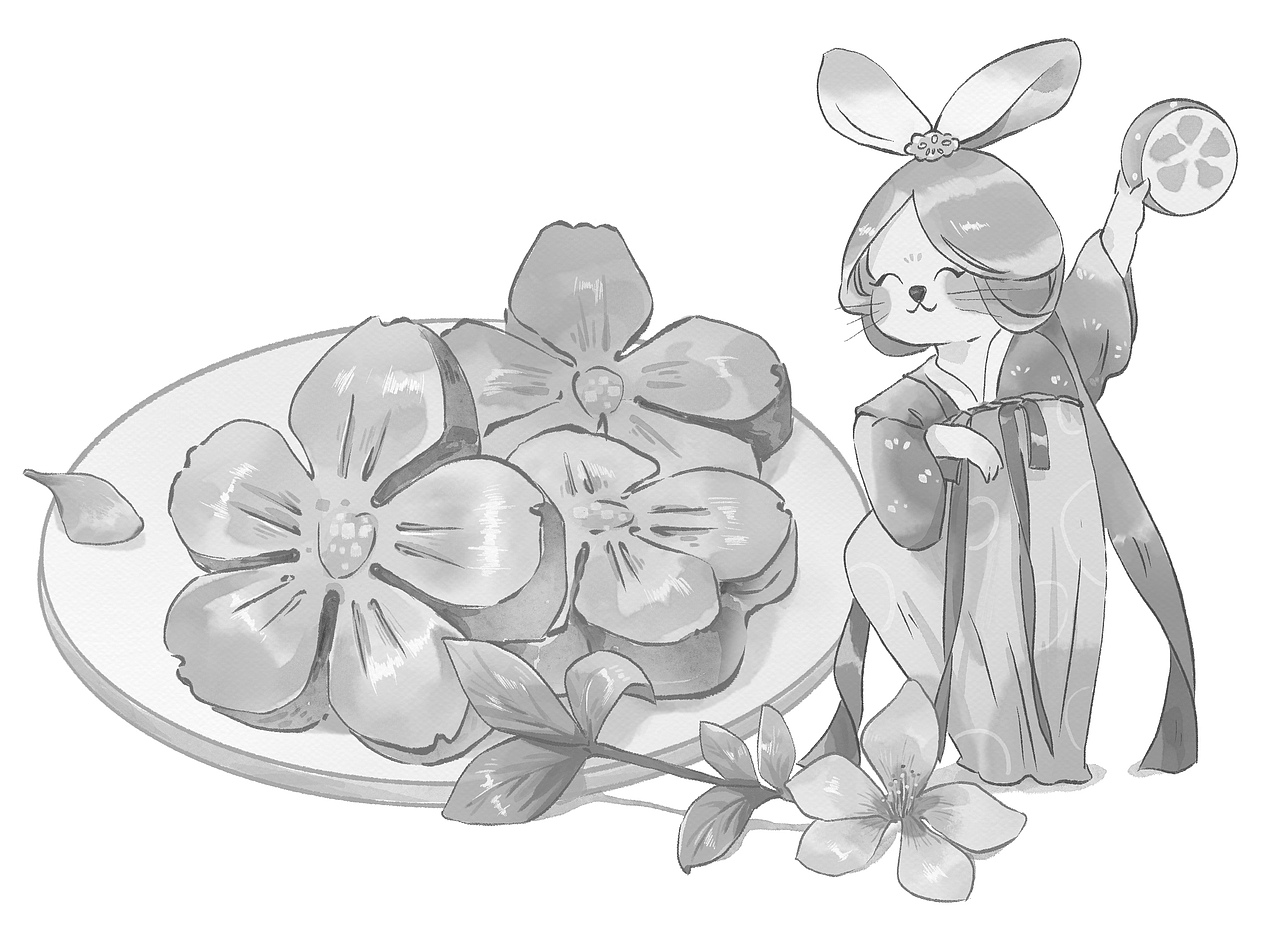 糕点系列｜原创桃花酥包装插画（图ZMzMwNTk2NjE2） - 商业插画 - 站酷设计师洲末原创素材 - 站酷ZCOOL