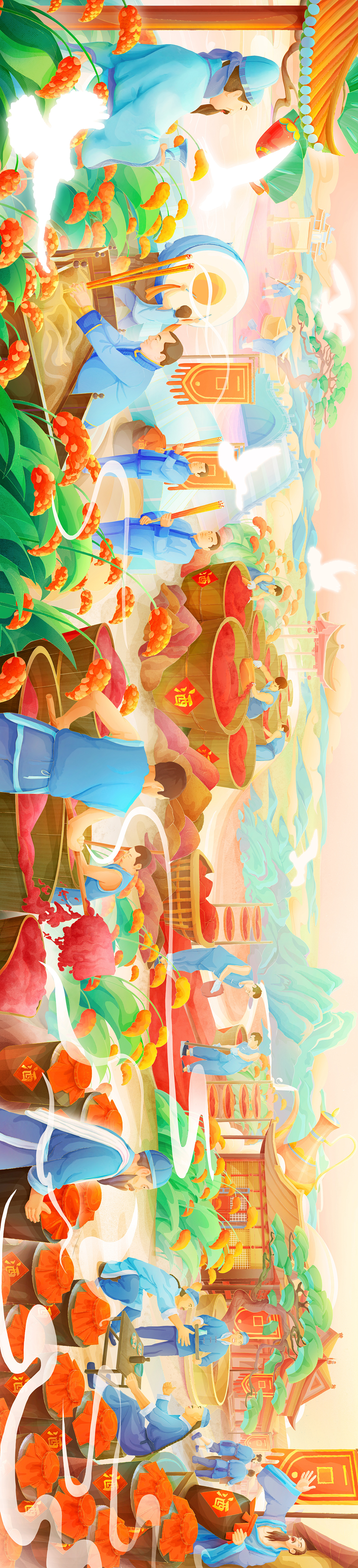 酒文化插画长卷——酿制篇