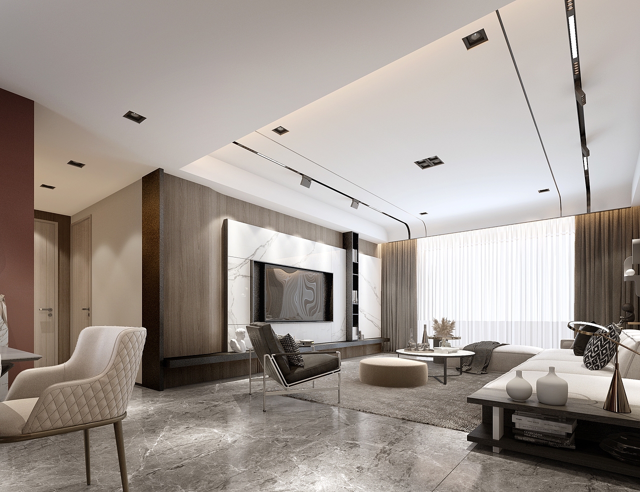 现代4室2厅3卫效果图案例