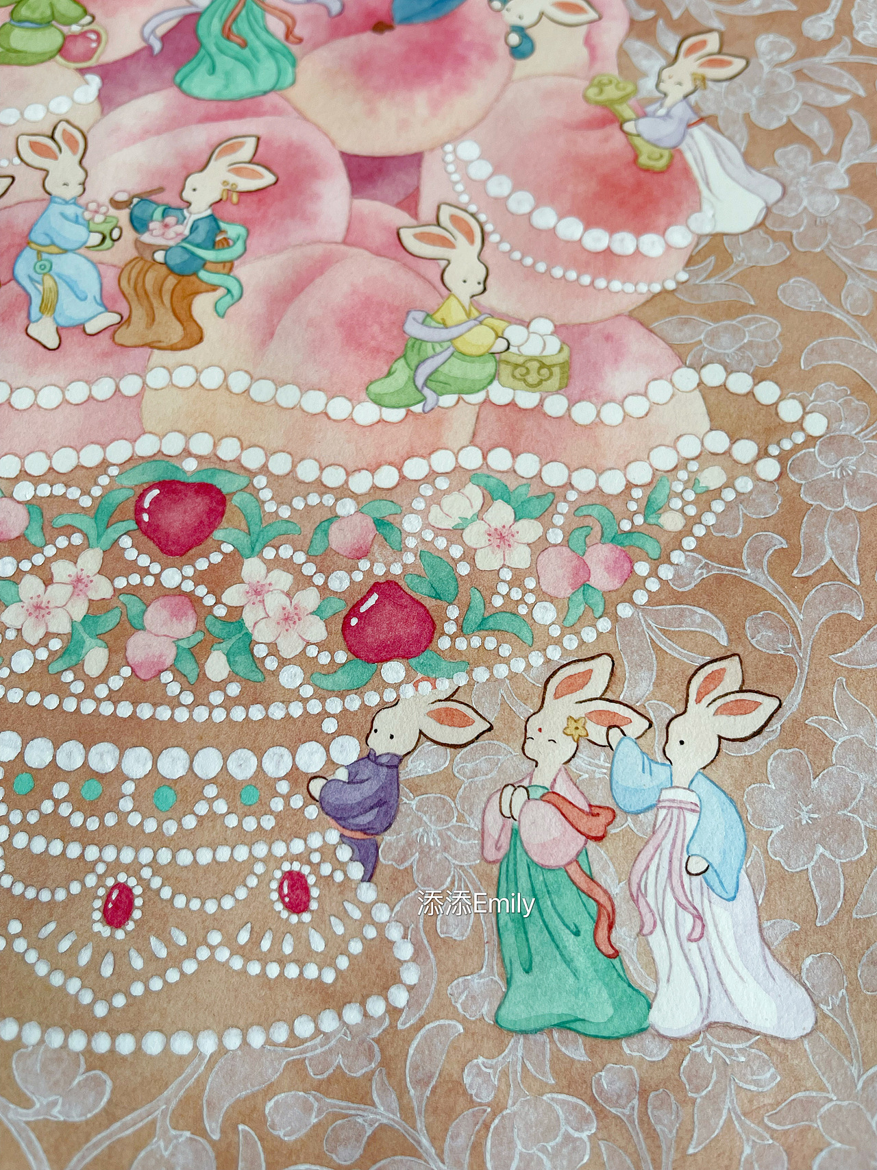 仙桃宴（兔崽崽系列）（图ZMzUzMDc2MDAw） - 商业插画 - 站酷设计师添添Emily原创素材 - 站酷ZCOOL