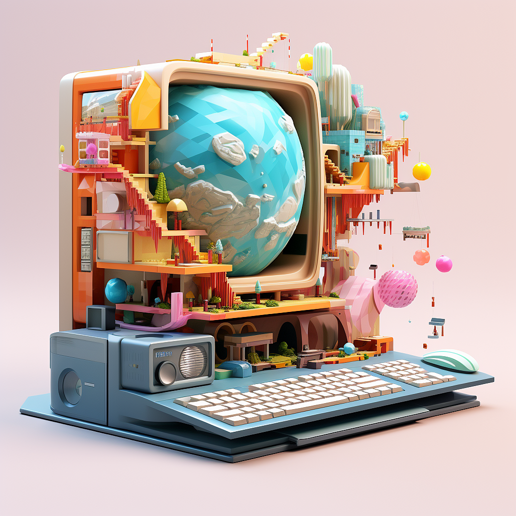 奢华金色系游戏电脑3D概念设计