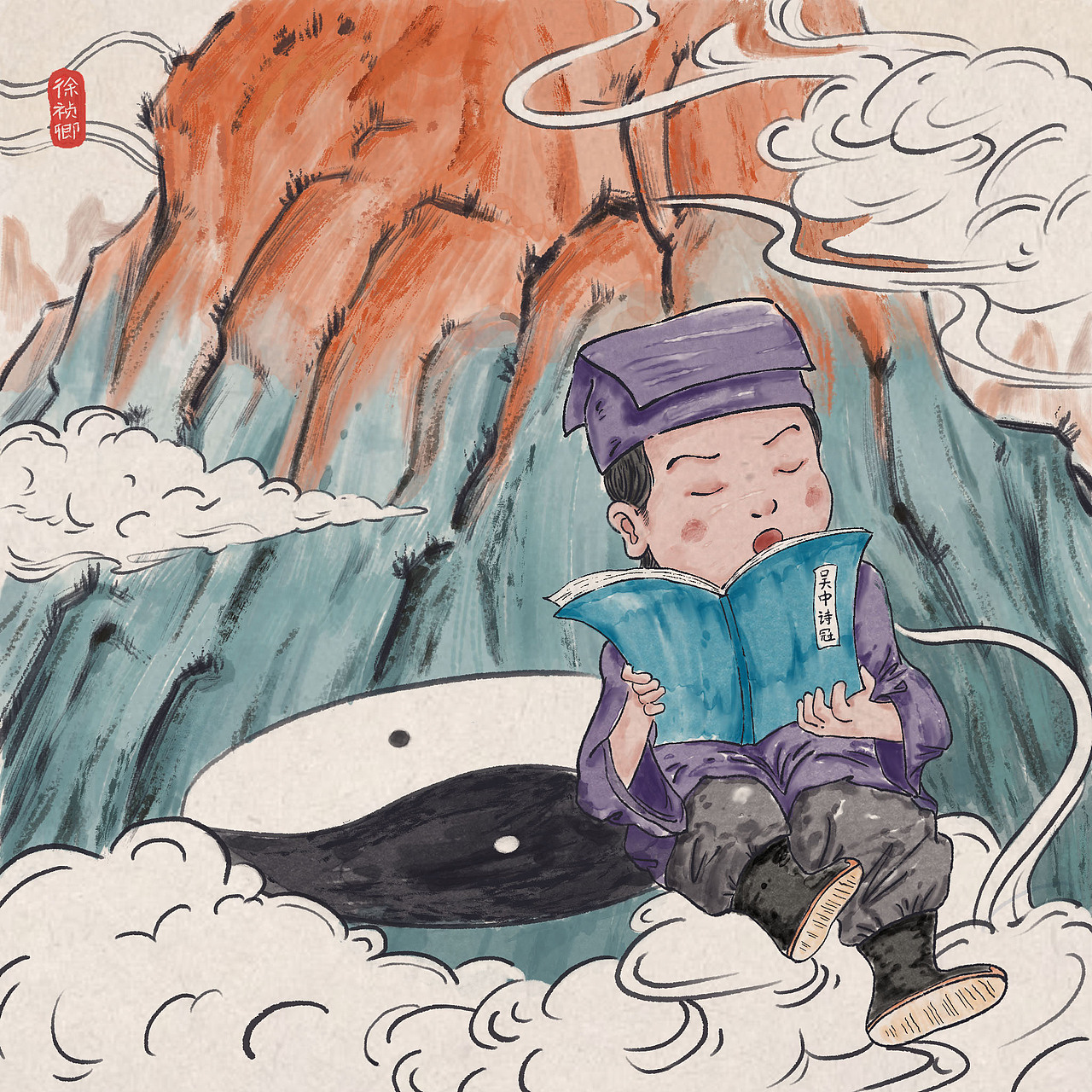 国风插画萌萌的《四大才子》系列（图ZMzYzMDg3Mjg4） - 商业插画 - 站酷设计师易之的画笔原创素材 - 站酷ZCOOL