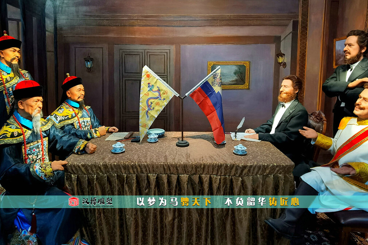 清朝人物雕塑,会议雕像,彩绘铜雕