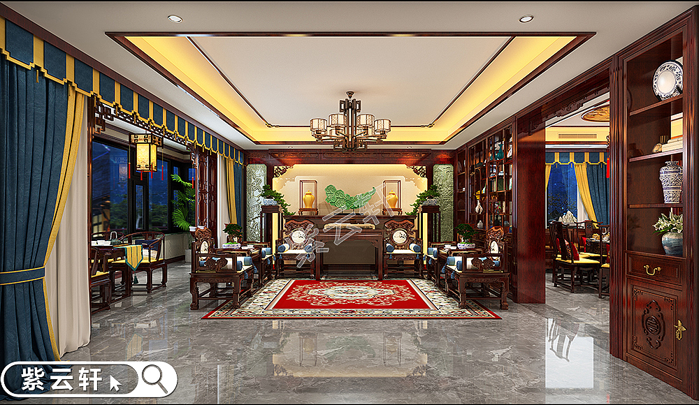 紫云轩别墅豪宅中式装修 客厅
