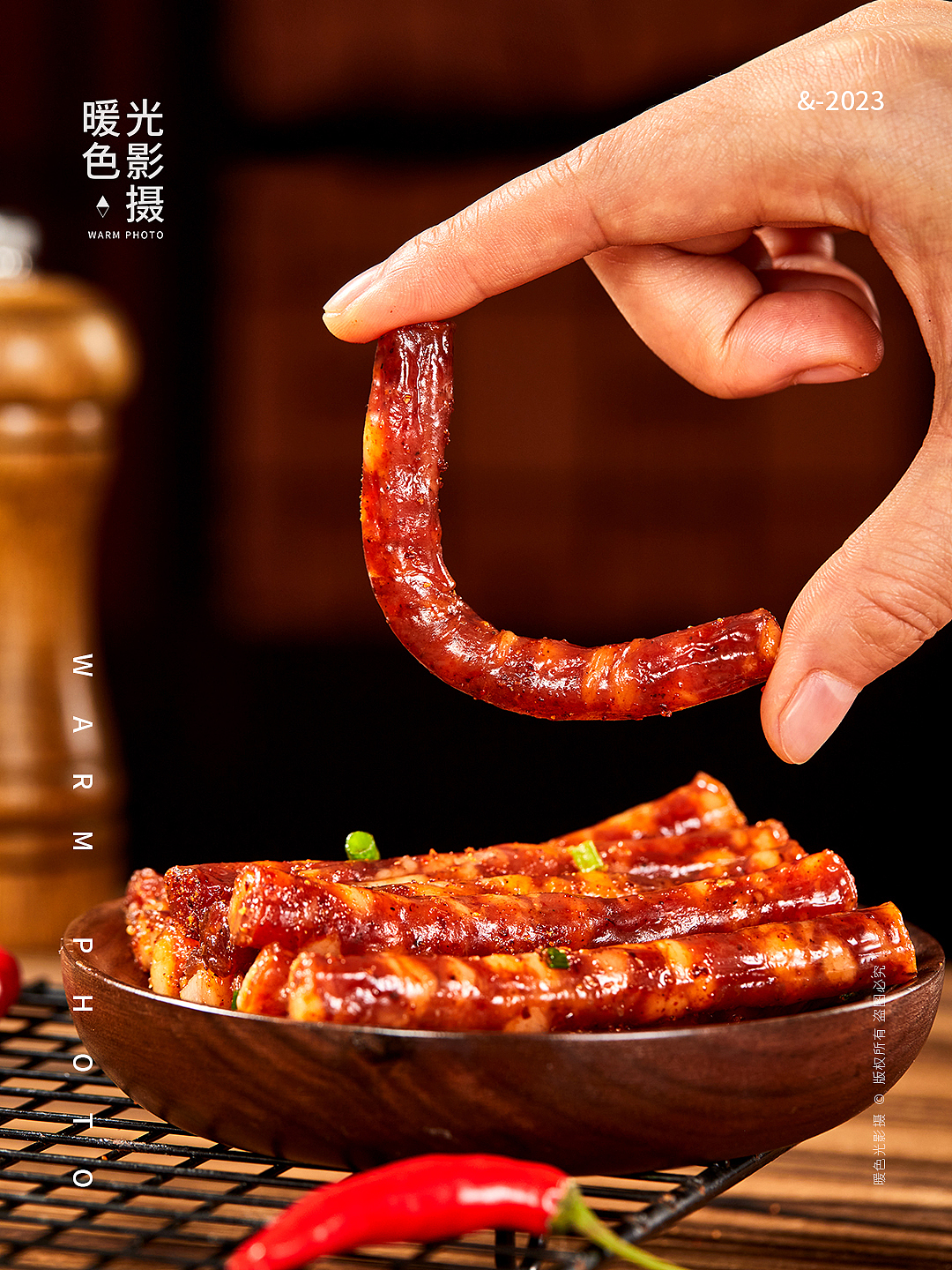 美食拍摄 广式小腊肠 香肠