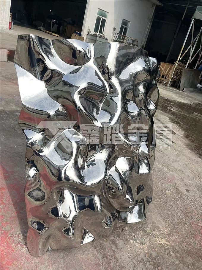 双曲水波纹不锈钢景墙 液态金属镜面立体背景墙设计