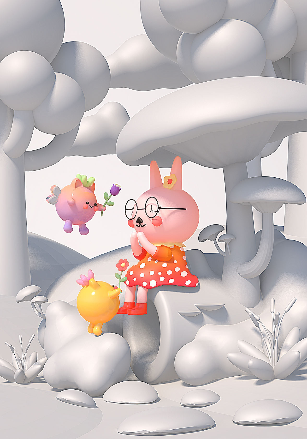 C4D可爱小场景 原创IP建模（图ZMzA3ODcwMjcy） - 儿童插画 - 站酷设计师花喜儿原创素材 - 站酷ZCOOL
