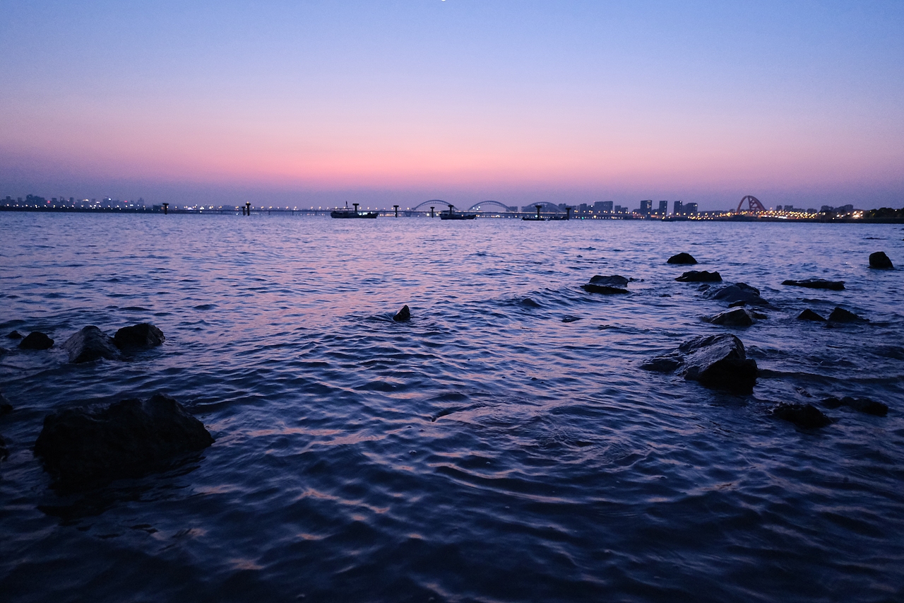 钱塘江慢门日落