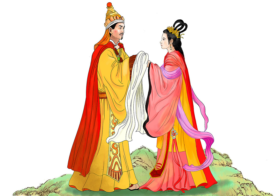 两幅古代人物层板画