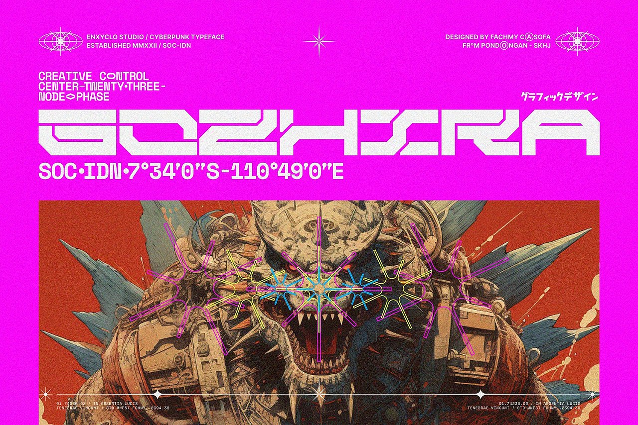 未来科幻机能赛博朋克电竞游戏运动海报标题英文字体