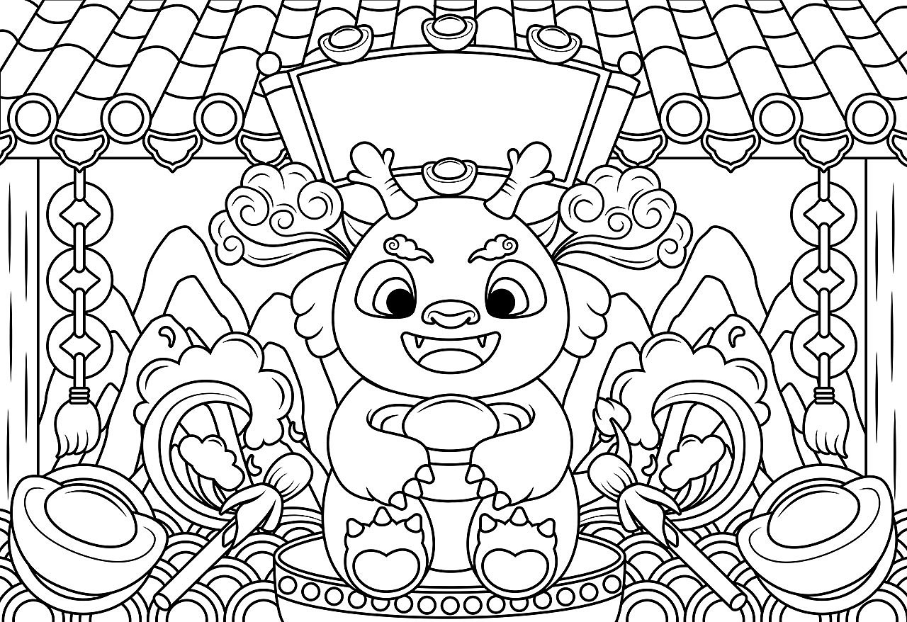 龙年国朝插画（图ZMzQ5NzQ1OTg4） - 商业插画 - 站酷设计师hm_m原创素材 - 站酷ZCOOL