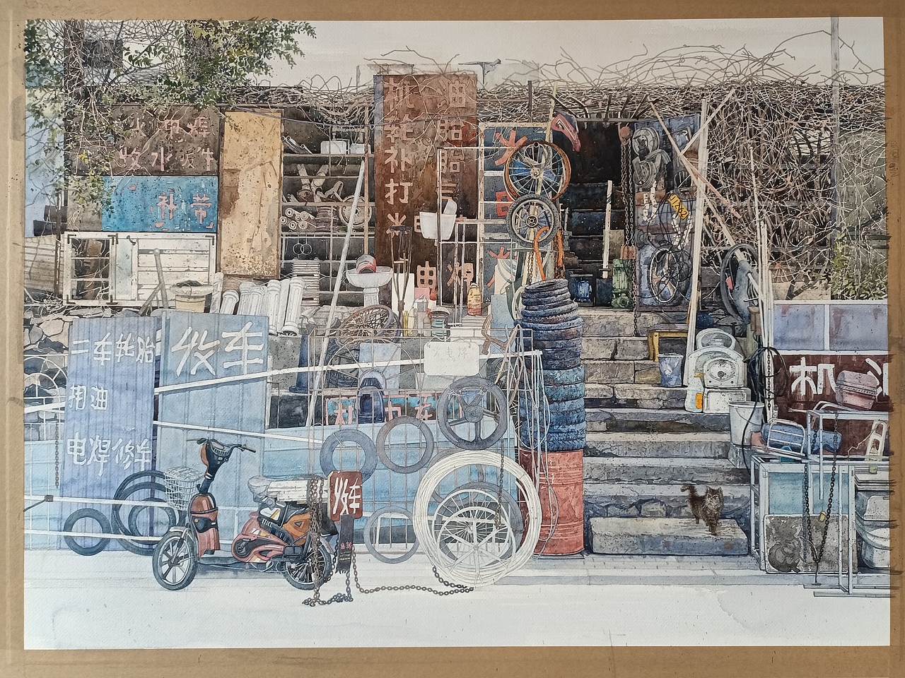 水彩画《物放有序》整开 有过成图