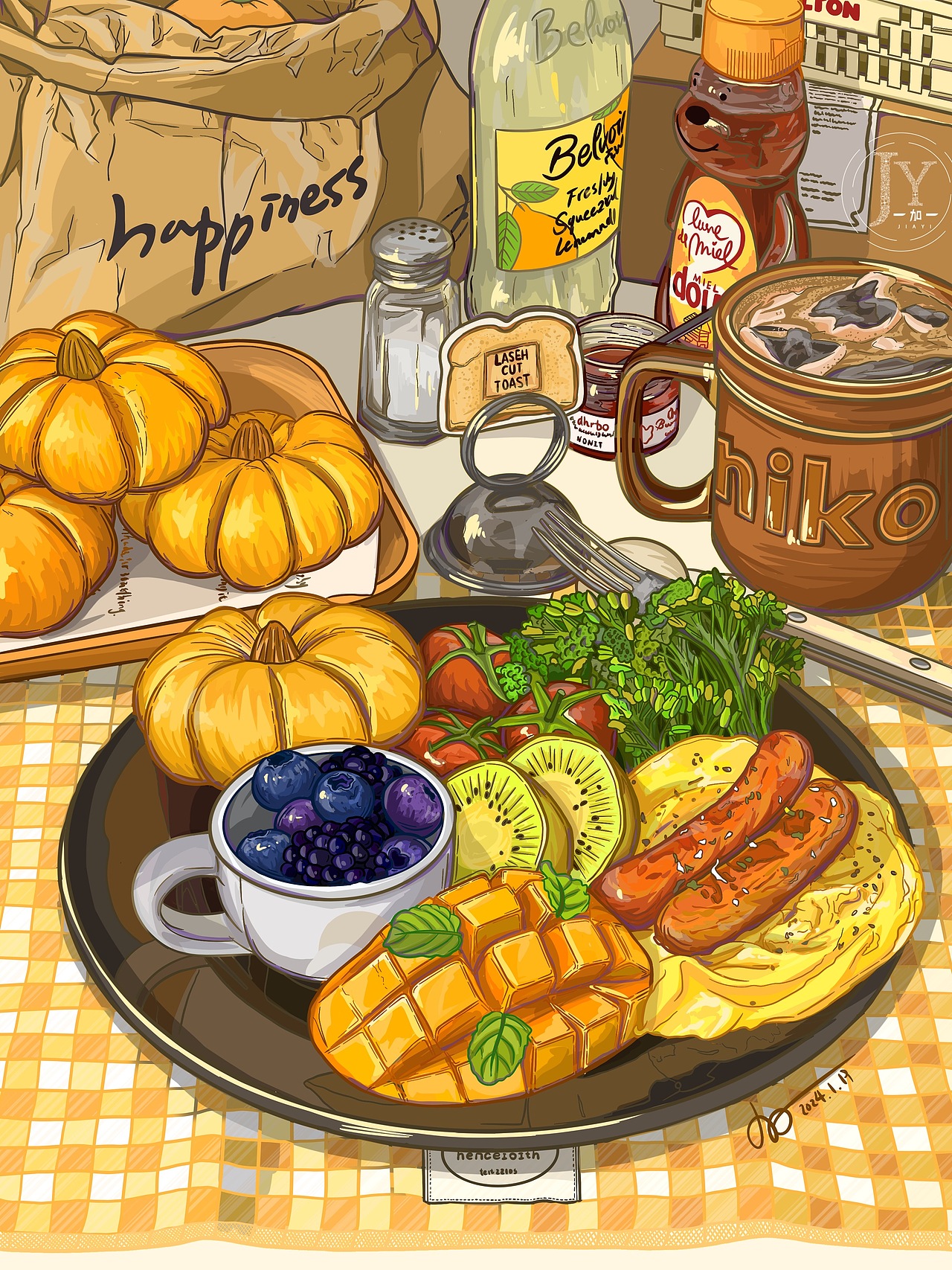 【2023下半年-2024年初美食插画作品合集分享】（图ZMzY5MjcxMDg4） - 艺术插画 - 站酷设计师加加加加一原创素材 - 站酷ZCOOL