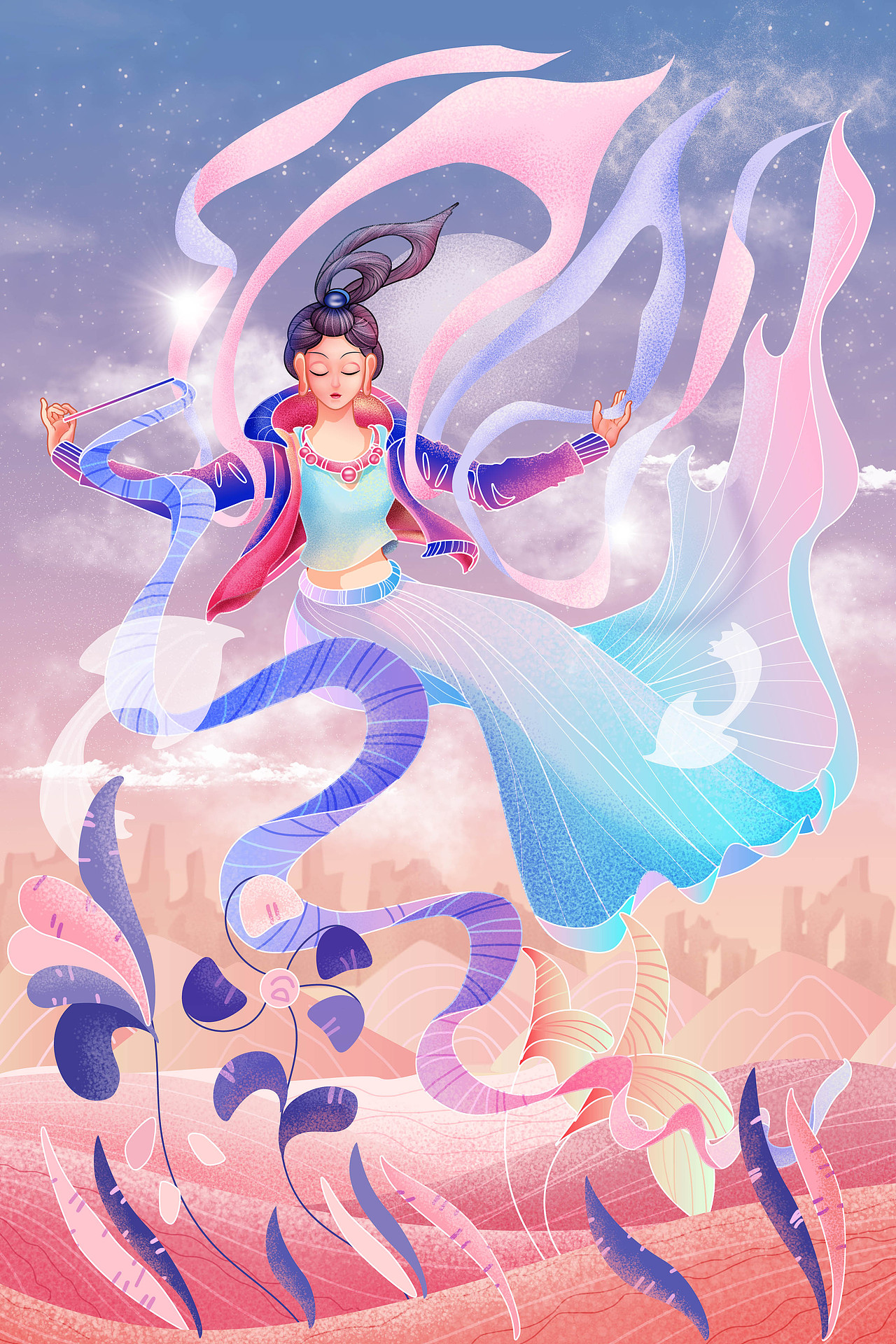 敦煌之运动服装创意插画（图ZMzA4MDAzMTk2） - 商业插画 - 站酷设计师桃阿菌原创素材 - 站酷ZCOOL