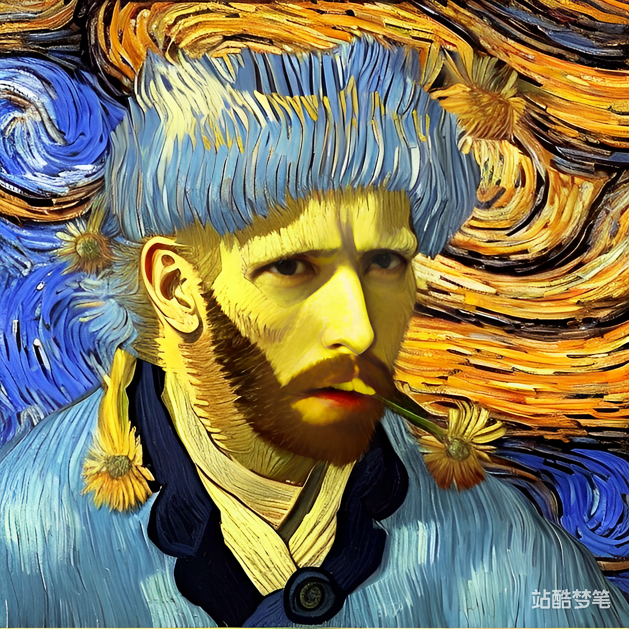 #站酷梦笔#超高清梵高风格油画3D人物 抽象