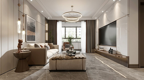 现代轻奢风格客餐厅效果图设计