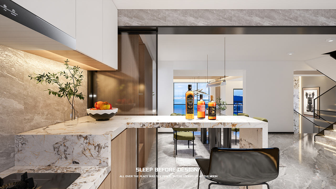 室内设计 | 别墅客餐厅卧室 | 现代/侘寂| SU+ENSCAPE