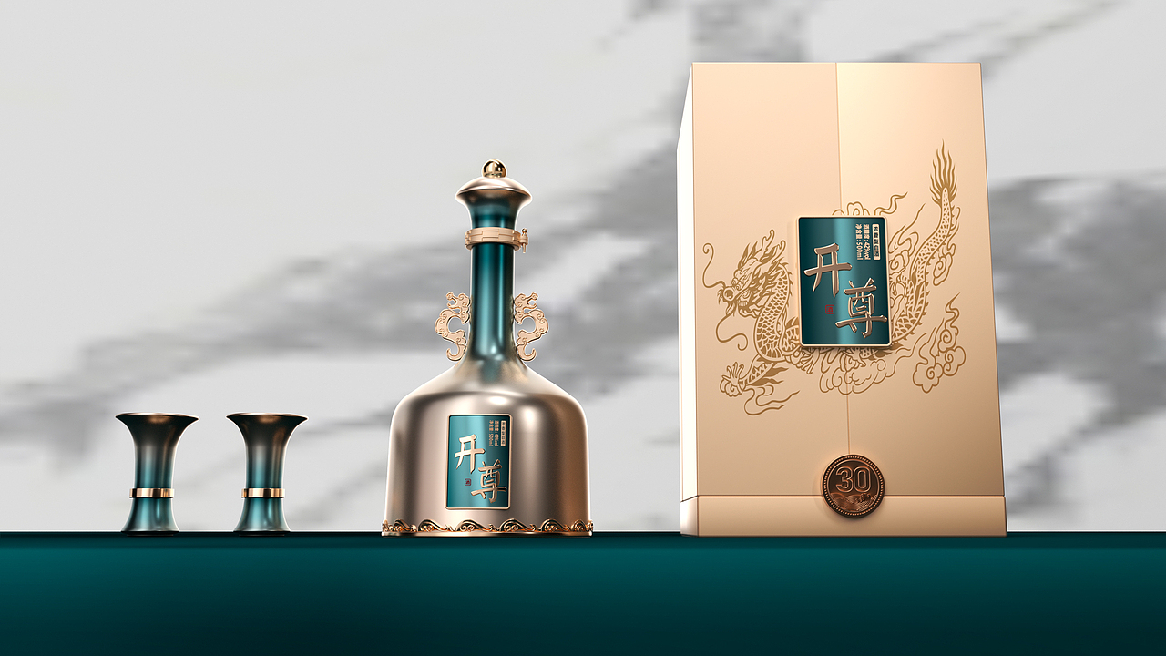 C4D产品渲染丨白酒包装设计与三维场景