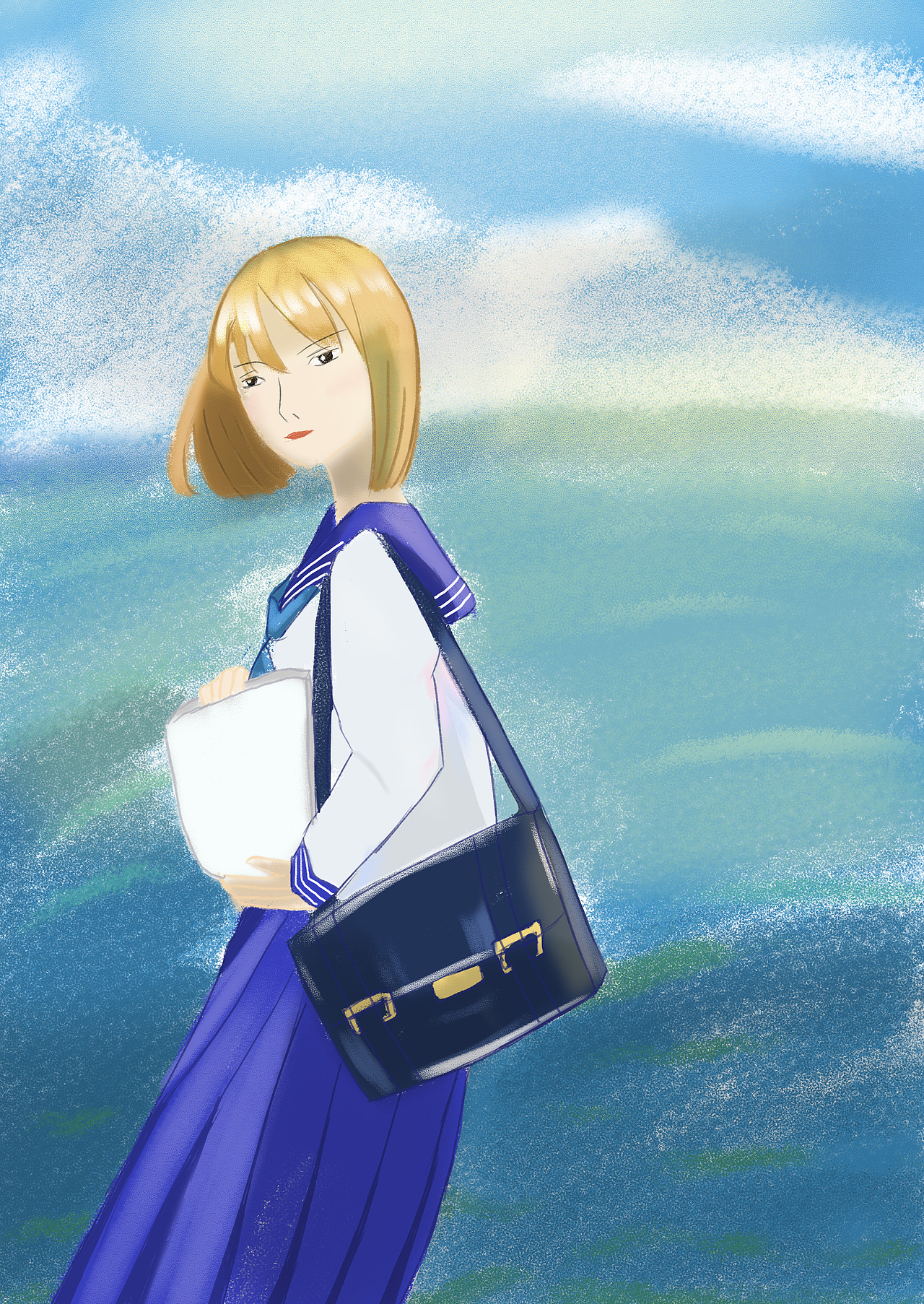 少女与海与休闲生活