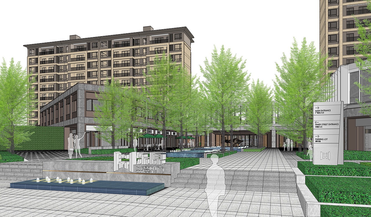 东原岳麓望城示范区景观SU模型下载