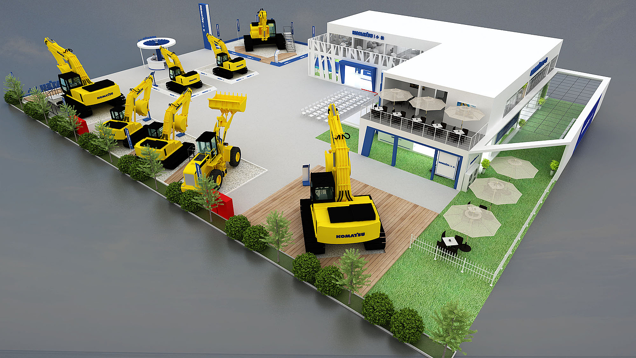 小松展台1300㎡（图ZMzYxNDk1OTI4） - 展陈设计 - 站酷设计师张吾真原创素材 - 站酷ZCOOL