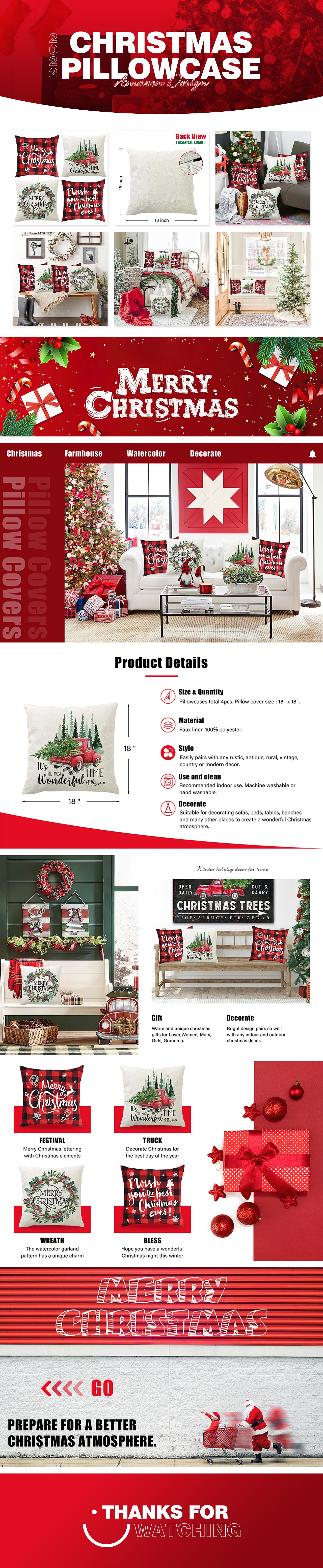 亚马逊丨圣诞抱枕套详情主图/A+（图ZMzM0MjQ4NDEy） - 电商 - 站酷设计师黑苗小视界原创素材 - 站酷ZCOOL