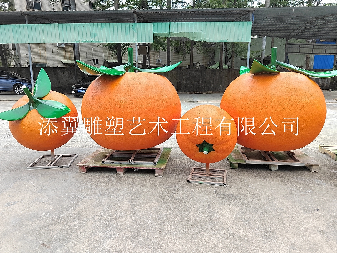 示范农村乡村改造柑橘主题玻璃钢柑橘子雕塑休息休闲椅