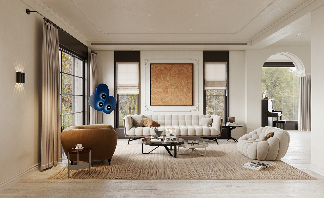 奶油风客餐厅（图ZMzQxODExODc2） - 家装设计 - 站酷设计师痞老蟹原创素材 - 站酷ZCOOL