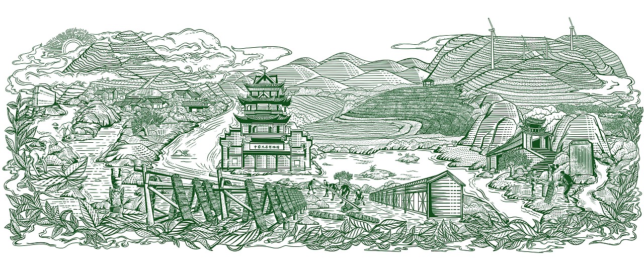 安化黑茶 I 版画艺术插画（图ZMzM2MTUxNTg4） - 商业插画 - 站酷设计师匡益达原创素材 - 站酷ZCOOL